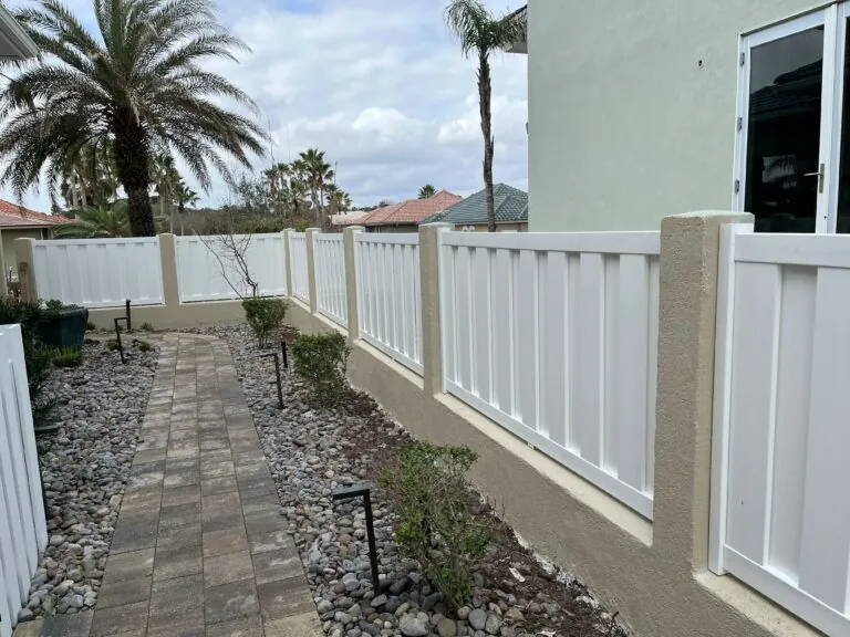 Property line fence, white vinyl