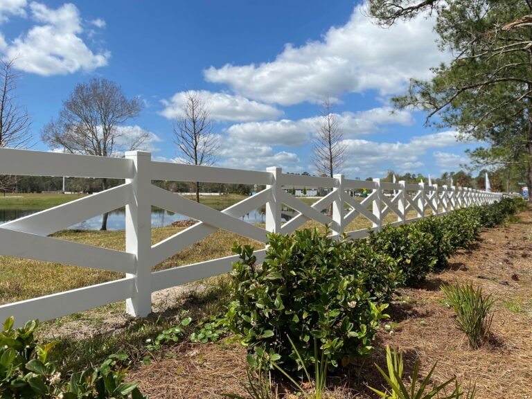 White custom vinyl fence