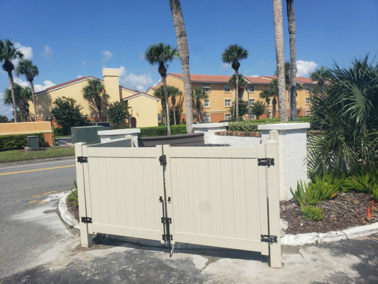 Khaki vinyl fence and gate