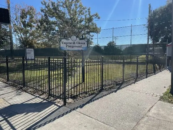 Aluminum fence around a playground