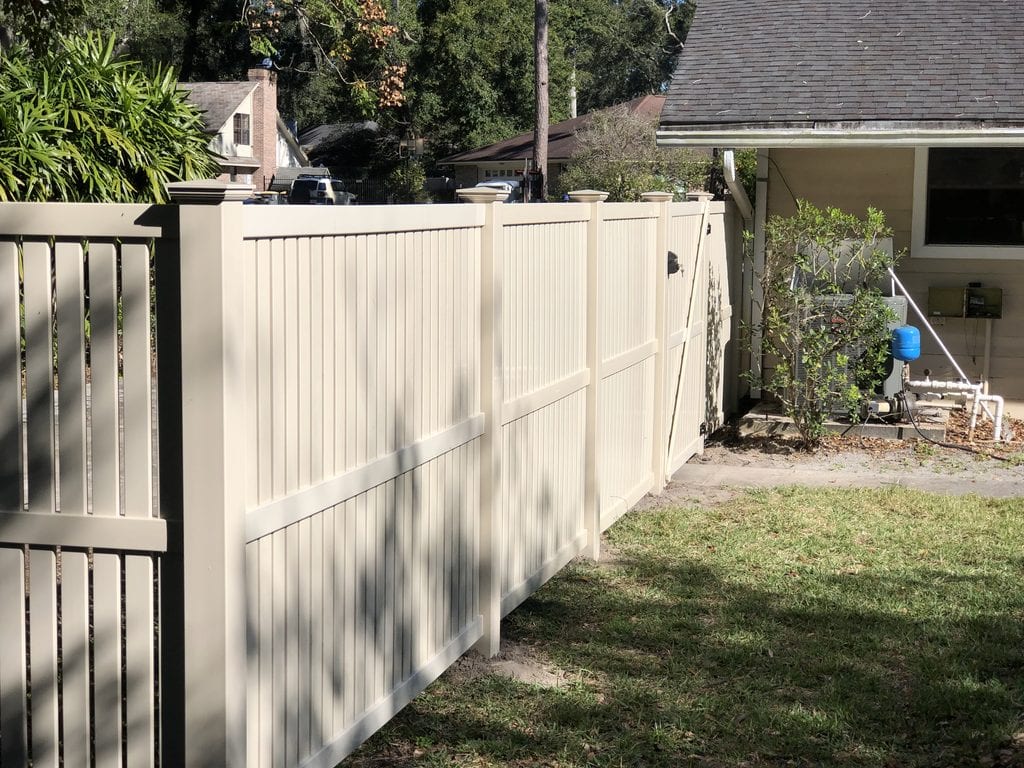 Tan Vinyl Privacy Fence