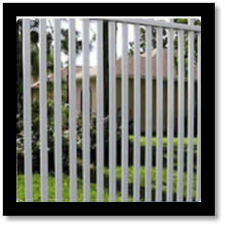 white aluminum fence