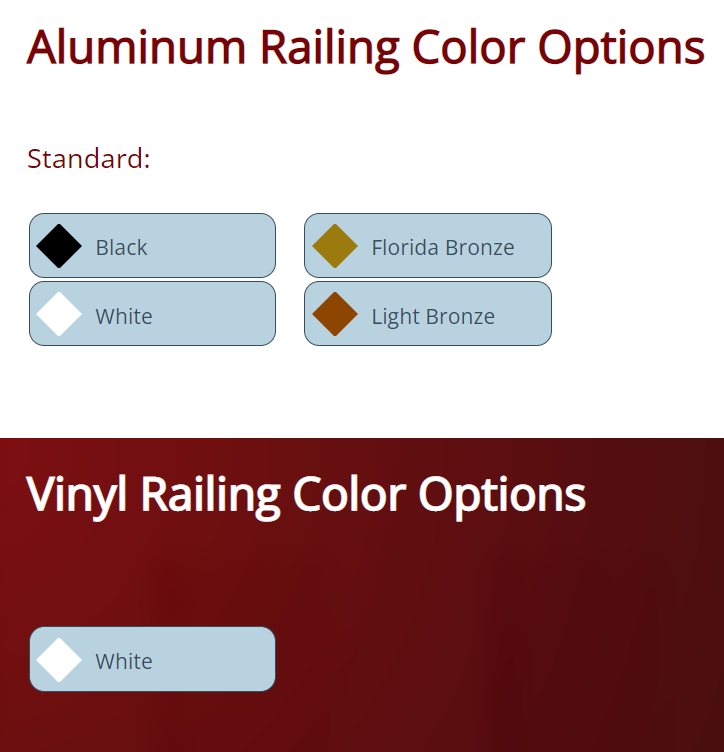 Railings color options