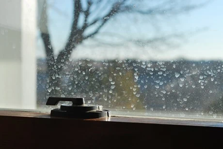 Window with water drops on it